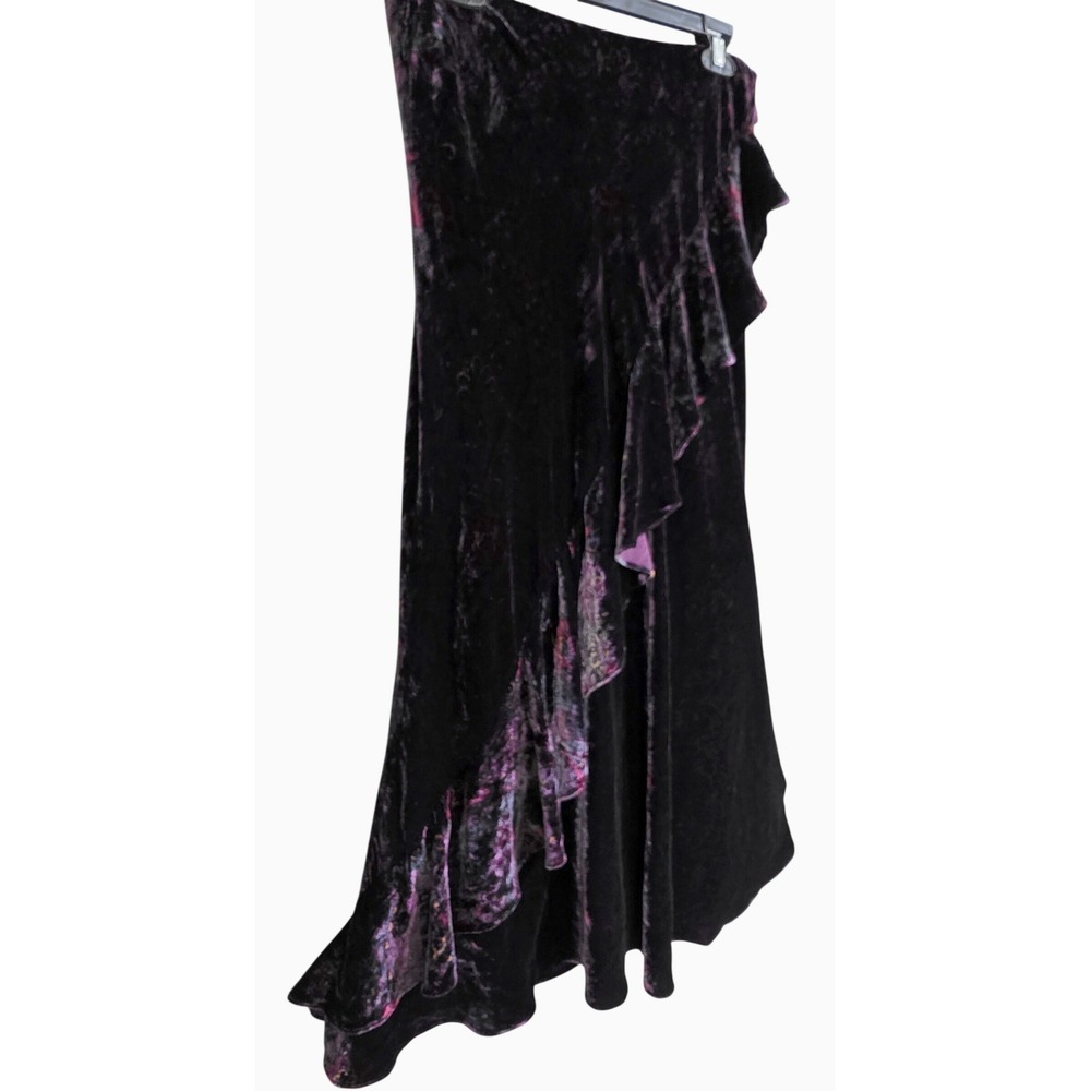 Lauren Ralph Lauren Velvet Midi Skirt Womens 8 Purple Silk No Forsale - Picture 4 of 10